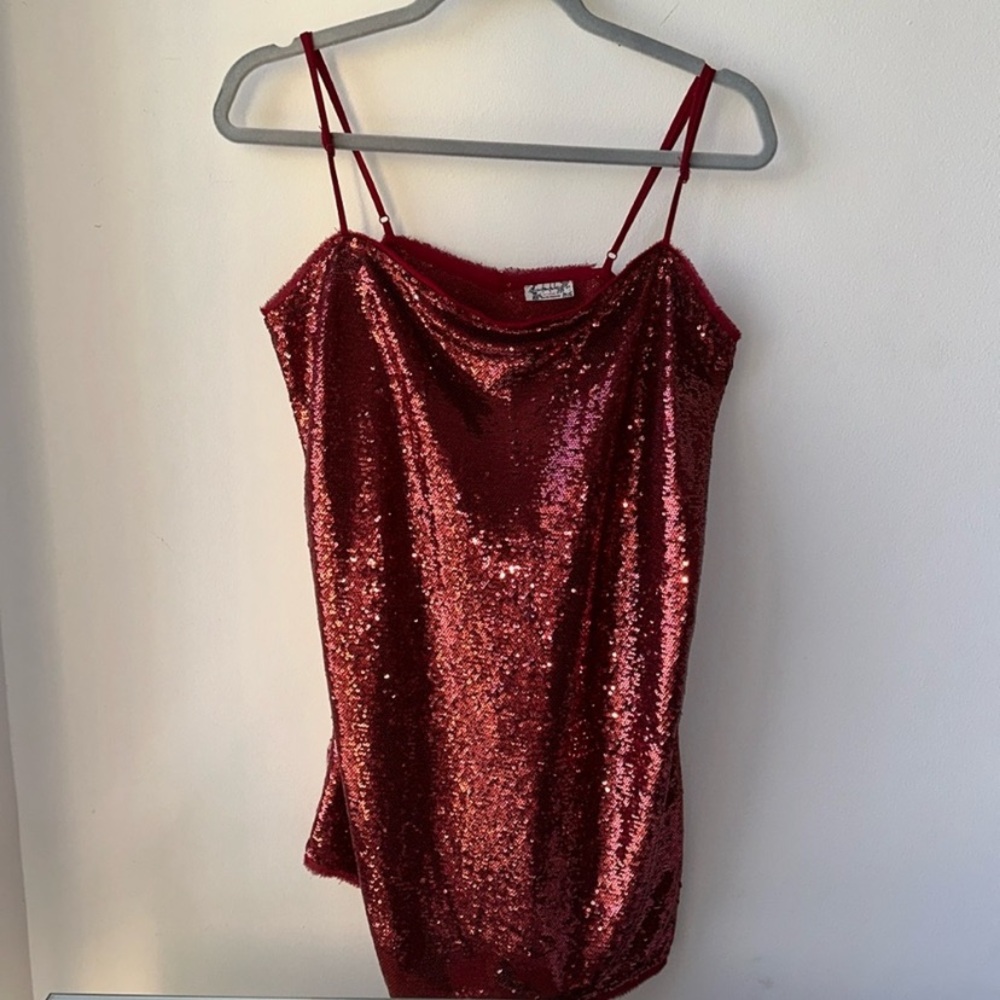 Free People Intimately Red Sequin Mini Dress - Picture 6 of 7
